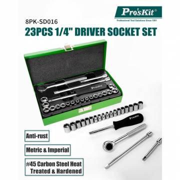 Pro'sKit 8PK-SD016 23Pcs 1/4" Driver Socket Set Pro'sKit 8PK-SD016 23Pcs 1/4" Driver Socket Set